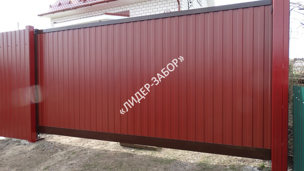Купить Механические откатные ворота из профлиста